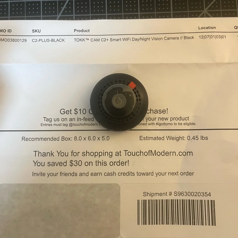 TOKK CAM C2+ Smart WiFi Day/Night Vision Camera - Black